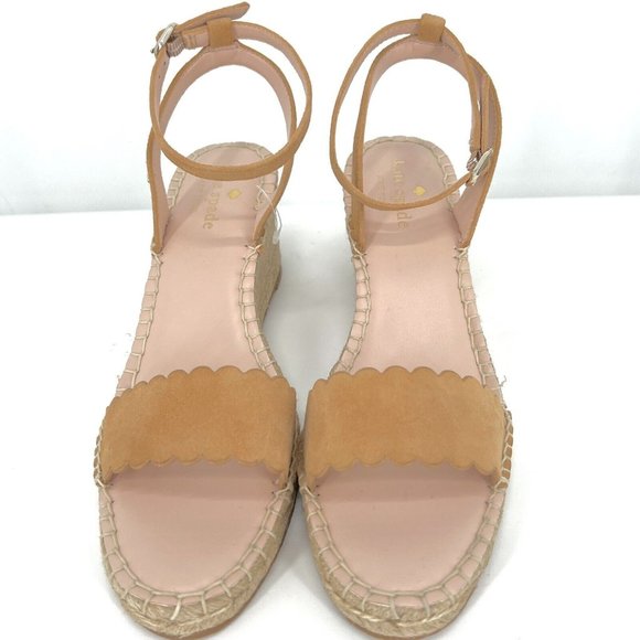 kate spade Shoes - Kate Spade Theodora Espadrille Tan Wedges Sandals Women's Size 8B Leather Upper